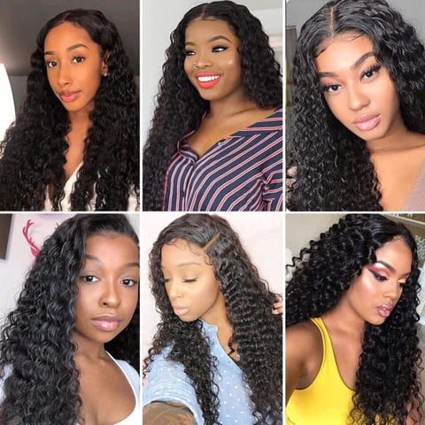 13x6 hd lace water wave human hair wig model show