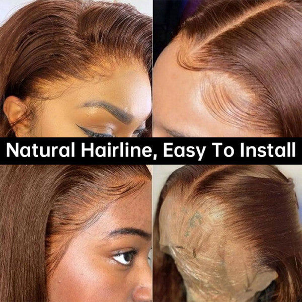 brown straight hair is easy to install witrh natural hairline