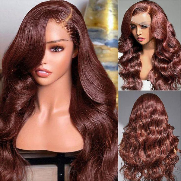    haireel-hair-Reddish-Brown-Body-Wave-Glueless-Wigs