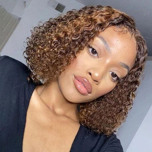 12 inches short pixie curly wigs