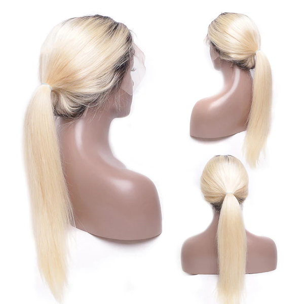 blonde lace front wig with dark roots