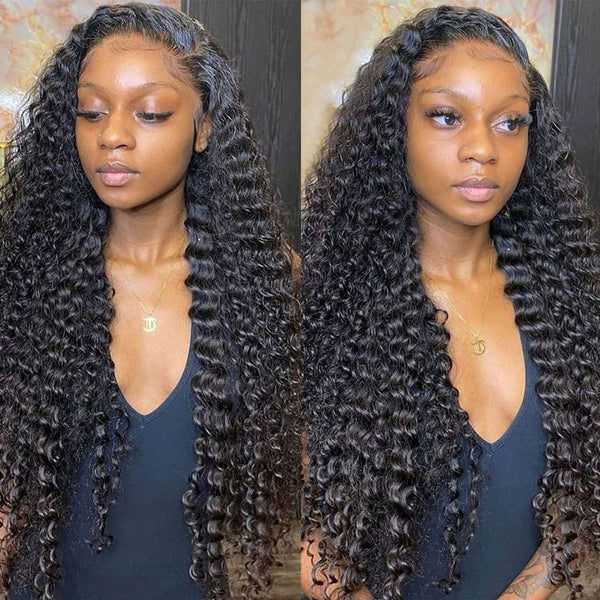 13x4 lace frontal Deep curly brazilian wig