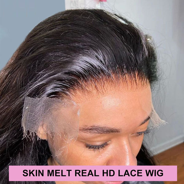 13x4 straight skin melt real hd lace wig