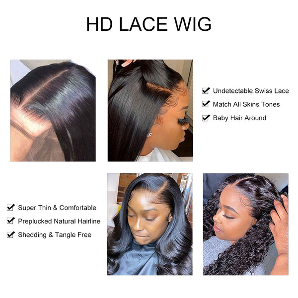 13x4 HD lace wig detail