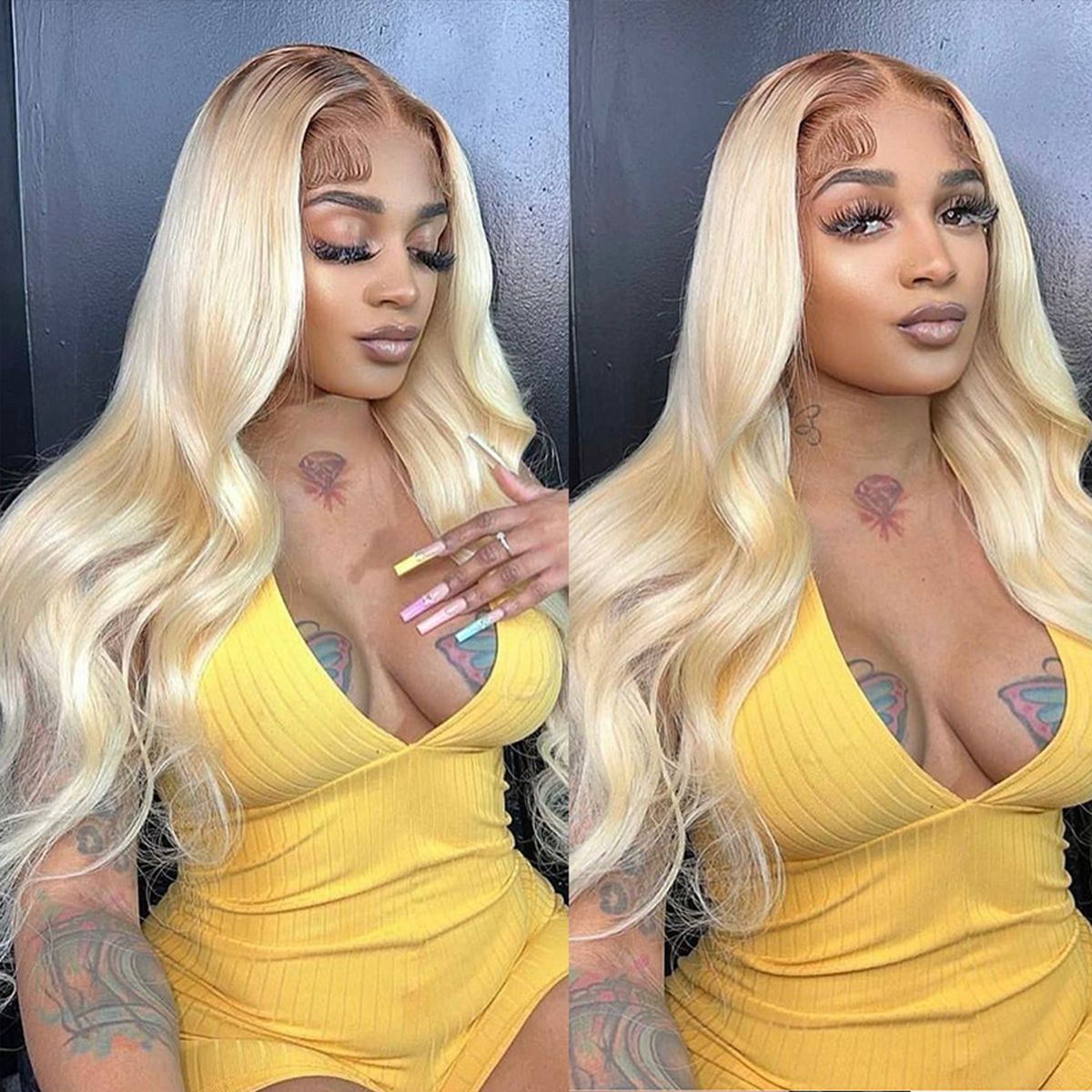613 Blonde Wig With Dark Roots Human Hair 13x4 Lace Front Wigs