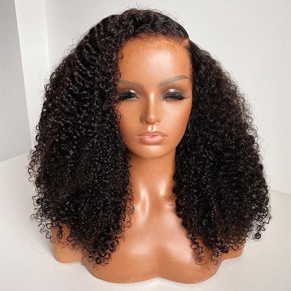 13x4 hd lace human hair curly wig with side part