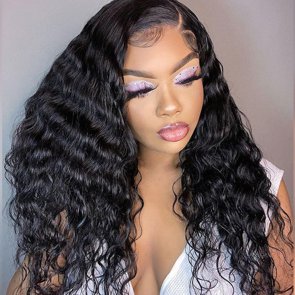 13x4 hd lace front human hair water wave wig