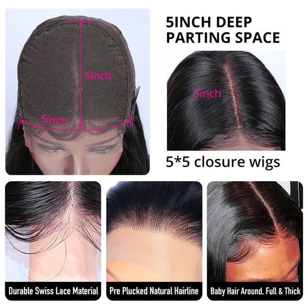 5x5 hd lace closure wig details