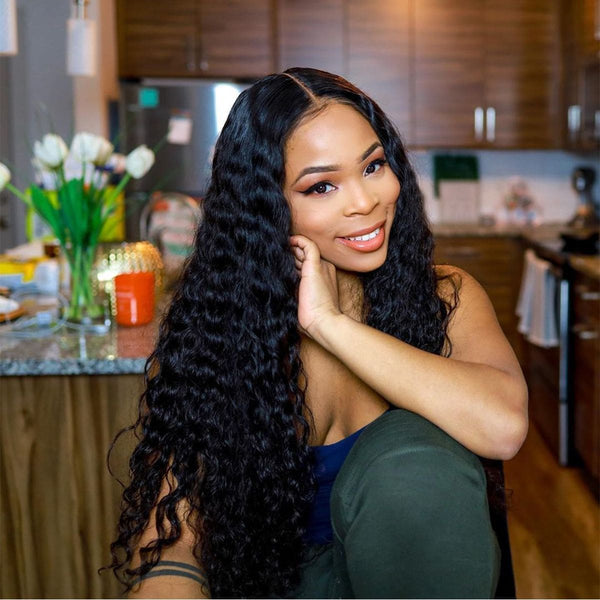 13x4 transparent lace deep wave curly wig