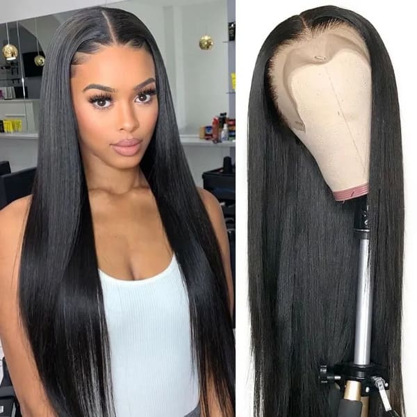 13x4 HD invisible straight black lace front wig